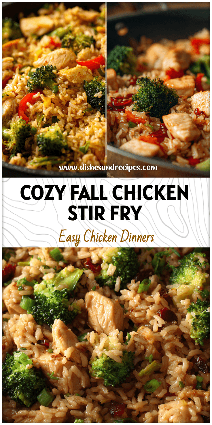 Golden chicken and rice skillet with broccoli and vegetables for a heart healthy chicken stir fry meal